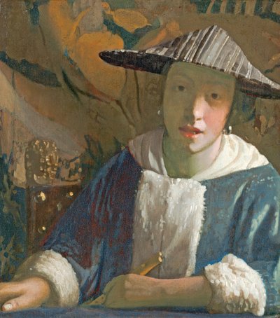 Junges Mädchen mit einer Flöte, ca. 1665-70 von Jan Vermeer van Delft